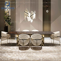 Table à manger en marbre en acier inoxydable Ensemble de table à manger italienne de luxe 6/8/10/12 chaises Grand ensemble de table à manger