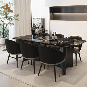Villa de estilo italiano, comedor, mesa negra de lujo y juego de sillas, Hotel, <span class=keywords><strong>restaurante</strong></span>, mármol, 6 asientos, mesa de comedor, muebles - Product Image 4
