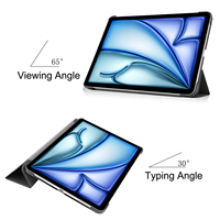 Étui de protection anti-chute à trois volets avec porte-crayon en PU+PC ultra-fin et léger (240g, 250x185x15mm) pour iPad Air 11 pouces 2024/2025/2026