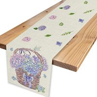 Chemin de table floral de printemps, 13 * 72 pouces, chemin de table brodé de marguerites multicolores, tulipes, adapté à la décoration de printemps