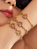 Bracelet tendance en acier inoxydable 316L plaqué or PVD 18 carats avec zircon 5A pavé en forme de cœur, résistant au ternissement, pour usage quotidien et soirées, vente en gros
