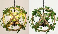 Lampe suspendue en noyer vert, style moderne minimaliste, personnalité créative, rétro, lustre végétal pour café, bar, allée, balcon