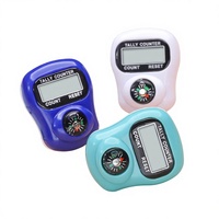 Compteur de doigts électronique compact en plastique pour musulmans, avec bouton de réinitialisation unique et boussole intégrée