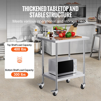 Table de travail en acier inoxydable certifiée NSF, résistante à la corrosion, avec dosseret, robuste, mobile, avec roulettes, pour cuisine commerciale