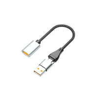 Cable de Extensión Corto USB3.0 OTG, Conector USB A Macho a Hembra, Cable Mini Trenzado de Nailon para Laptop y Memoria USB