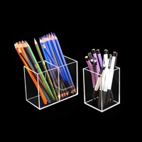 Porte-stylos transparent en acrylique, boîte à peinture, rangement pour pinceaux cosmétiques, style minimaliste moderne, modèle KUNSHAN AML-HO25-0041, pour bureau