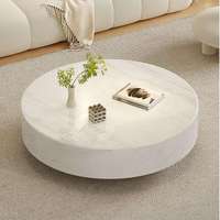 Cremefarbener Marmor-Couchtisch, Kleiner Italienischer Minimalistischer Wohnzimmer-Schwebetisch, Designer Runder Beistelltisch