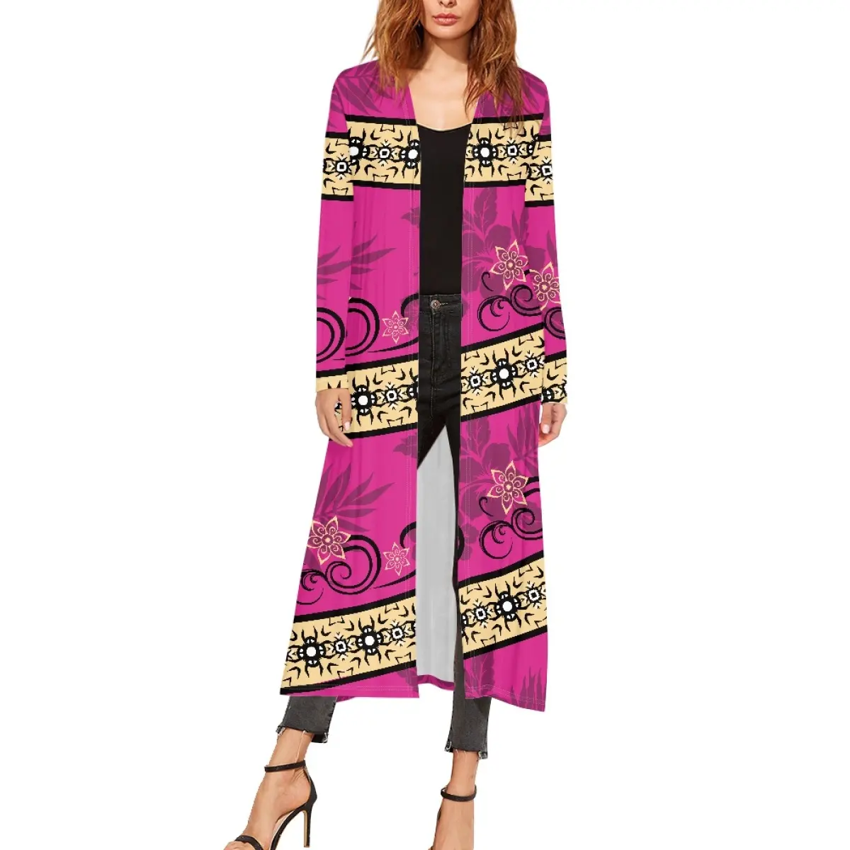 Polynesische Eiland Totemprint Damesmode Cape Jack Casual Huiskleding Sublimatie Vest Cape Op Maat Groothandel