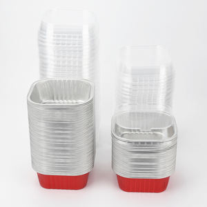 Venta al por Mayor 100 Piezas de Vasos Cuadrados de Aluminio para Cupcakes de 300ml 10oz, Moldes Desechables para Mini Pasteles, Contenedores de Aluminio para Hornear con Tapa de Plástico - Product Image 5