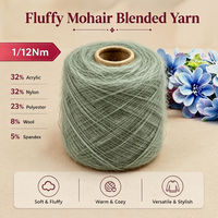 Fil à tricoter moelleux de qualité supérieure, style mohair, en acrylique, nylon, polyester et laine, 1/12Nm, pour tricot à la main, chaud et duveteux