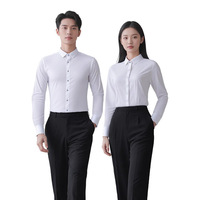 Kemeja Button-Down pria wanita, pakaian bisnis kelas atas lengan panjang elegan musim gugur anti kerut tanpa disetrika