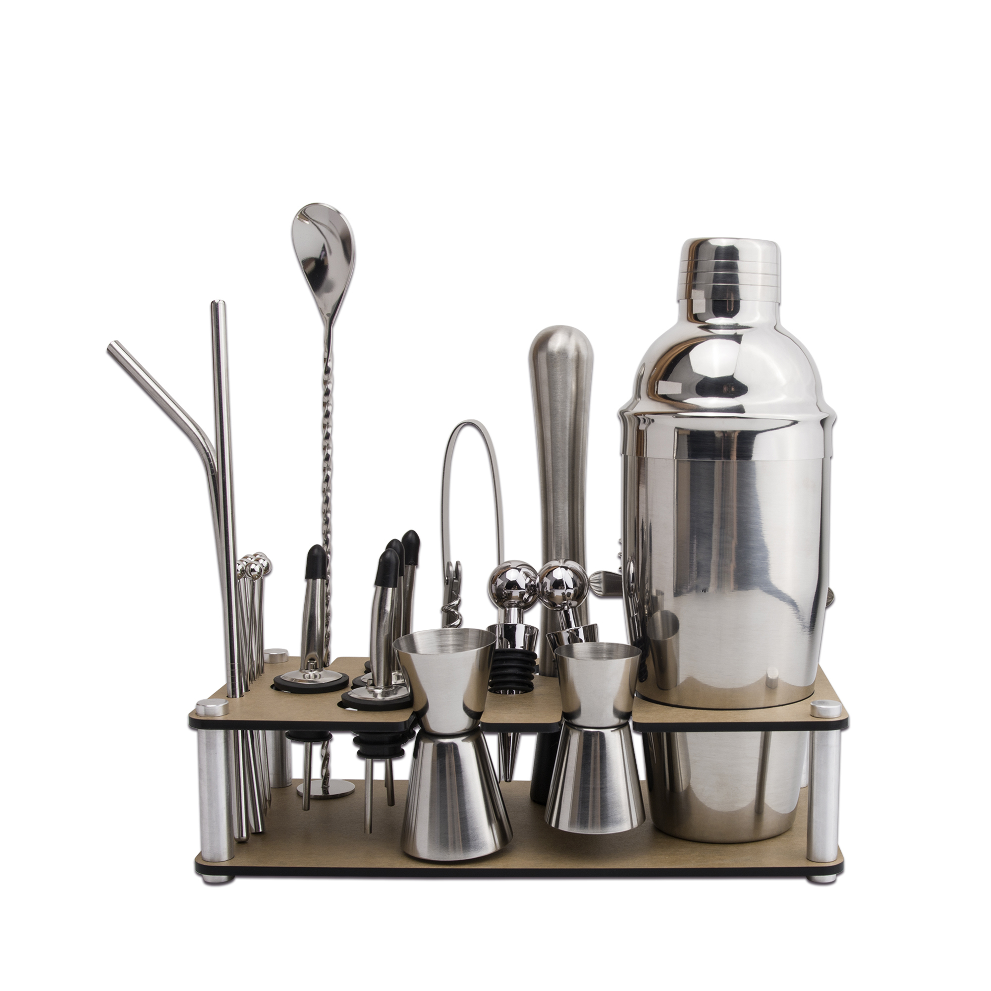 Amazon Hot Sale Stainless Steel 22 in 1 Bar Tool Cocktail Shaker Set