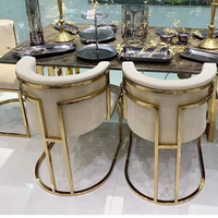 Chaise de Bar ou Tabouret de Bar en Velours Style Ancien avec Accents en Acier Inoxydable, Cuir, Pas Cher, Occasion pour Aménagement de Bar à Domicile