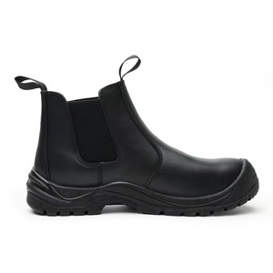 Bottes de travail mi-montantes ZL221-1-1 noires avec embout en acier, chaussures de sécurité antidérapantes, tige en <span class=keywords><strong>cuir</strong></span> PU, sans lacets, prix usine - Product Image 2