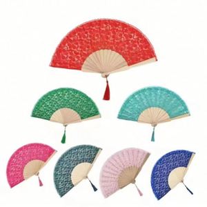 Abanico Plegable de Bambú con Encaje para Novia, Decoración de Boda, Regalo para Fiesta - Product Image 2