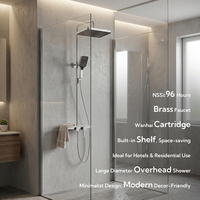 En stock et livraison rapide Colonne de douche murale à double poignée avec barre coulissante, design contemporain, en acier inoxydable, effet pluie douce