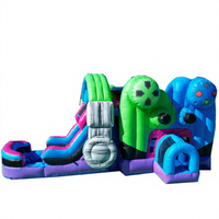 Niveau supérieur toboggan vidéo Gamer thème Combo maison de rebond toboggan aquatique piscine contrôleur de jeu gonflable château gonflable cavalier Moonwalk
