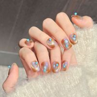Uñas Postizas Acrílicas Reutilizables Hechas a Mano, Cortas y Cuadradas, Venta al Por Mayor de Fábrica, Juego de Uñas Artificiales para Uso Diario, 10 Piezas