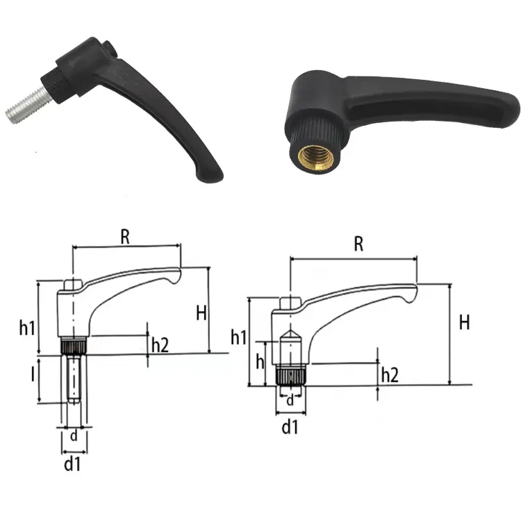 80xM10マット表面ナイロン調整可能クランプレバーハンドル3/8-16スレッド