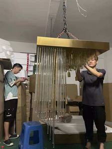 Nhà Máy Giá Thấp Tùy Chỉnh 54 Inch Phong Cách Công Nghiệp Hình Chữ Nhật Hiện Đại Brass Kính Sang Trọng Đèn Chùm - Product Image 6