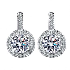Round <b>Stud</b> Earring Full Diamond Moissanite Earrings S925 <b>Sterling</b> <b>Silver</b> <b>Stud</b> Earrings - Product Image 1