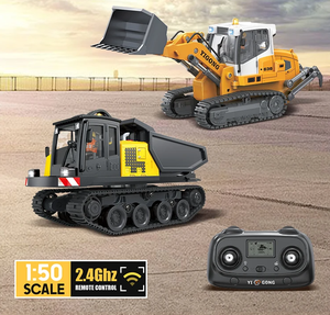 Mini-excavatrice métallique 970 à l'échelle 1/50, modèle de simulation RC prêt à l'emploi avec lumières et sons, camion benne télécommandé 25-30m - Product Image 4