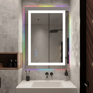 Led gương Dimmable chống sương mù phía trước và RGB Backlit thắp sáng hình chữ nhật gương với CE - Product Image 1