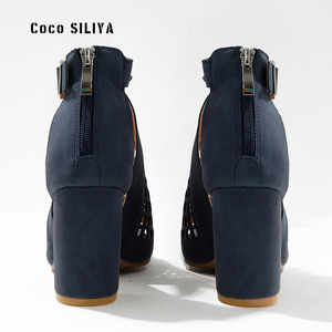 Sandales à talons Coco SILIYA, bout ouvert, talon épais, hauteur moyenne, respirantes, avec bride arrière, chaussures pour femmes - Product Image 2