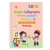 4 pièces ensemble cahier de pratique magique avec impression en langue anglaise cahier d'activités de calligraphie pour enfants réutilisable