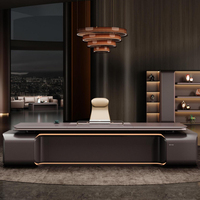 Bureau de direction de luxe en forme de L, bureau d'ordinateur pour PDG, mobilier de bureau en bois, design moderne, ensemble table et chaise de bureau pour manager