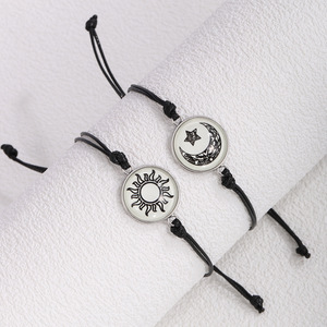 Braccialetto Romantico Sole Luna <span class=keywords><strong>per</strong></span> Coppie, Luminoso al Buio, con Gemma del Tempo, Cordino Regolabile in Terylene, Idea Regalo Anniversario - Product Image 6