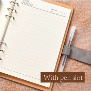 Agenda con Copertina Rigida in Pelle PU Ecologica A5 Personalizzabile, Rilegatura a 6 Anelli, Quaderno Aziendale a <span class=keywords><strong>Fogli</strong></span> Mobili, 100 <span class=keywords><strong>Fogli</strong></span> - Product Image 4