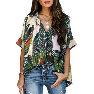 2022 Chic Print modische Plus Size Bluse Shirt für Damen Frauen Sommer Kurzarm elegante Tops