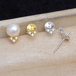 Pendientes Minimalistas de Plata S925 para Mujer con 6-7 Perlas, Accesorios de Joyería DIY de Moda, Soporte Vacío con Incrustaciones, Serie 1034 - Product Image 1