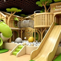 Équipement de terrain de jeu intérieur en bois naturel écologique pour bébés et tout-petits, toboggan souple, piscine à balles, parc d'attractions pour enfants, centre FEC, CE