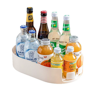 360 °   Organisateur de réfrigérateur et plateau de rangement pour réfrigérateur rectangulaire, organiseur de réfrigérateur, bacs pour canettes de boissons, étagère à épices - Product Image 1