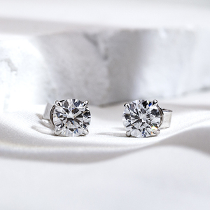 Listo para enviar MSE-329 1CT Pendientes de diamantes de laboratorio blancos de forma redonda PT950 de moda. - Product Image 3