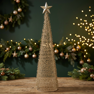 Vintage Wire Gold Indoor Christmas <b>Tree</b> Tabletop Decor Chaman India Model 25308 - Product Image 3