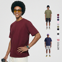 T-shirts surdimensionnés en coton 100% 245G, style streetwear hip-hop, col rond côtelé, impression de logo personnalisée