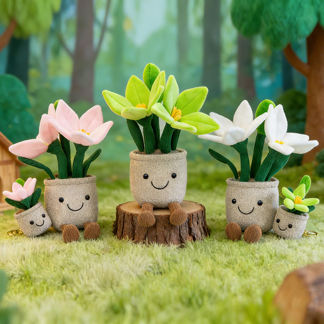 Custom Plush Animal Stuffed Toys Orchid Plush Toy Stunning Flower Pot Decoration Home Decor Piece Party Decorations