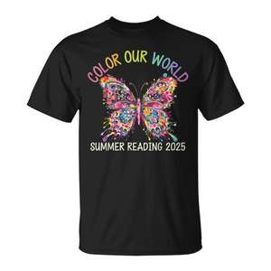 Colorer notre monde, lecture estivale 2025, t-shirt papillon - Product Image 1