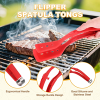 Pince-spatule 2-en-1 en silicone avec verrouillage, spatule de cuisine antiadhésive, pince de cuisson résistante à la chaleur pour steak, grillades et poisson
