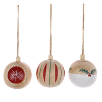 Bauernhaus rustikale Dekoration Weihnachten hängender Holzball Weihnachtsbaum-Schmuck