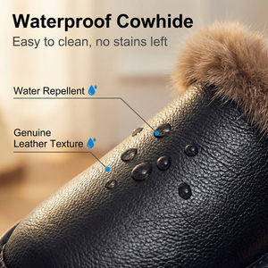 Yearning Unisex Luxurious slipper Platform <b>Slides</b> Cowhide Genuine Leather Mink fur High-End Waterproof Anti-Slip Breathable - Product Image 4