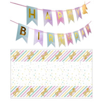 Nicro or arc-en-ciel licorne thème jetable papier vaisselle élégant bébé fille fête d'anniversaire fournitures Table décoration faveur