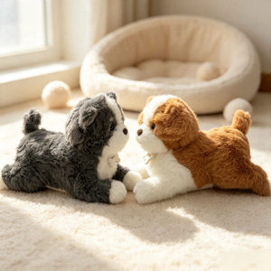 OEM ODM Juguetes de peluche de cachorro recostado con collar con etiqueta de hueso, decoración para sala de estar y tienda de mascotas, muñeco de abrazo antiestrés para regalo - Product Image 2