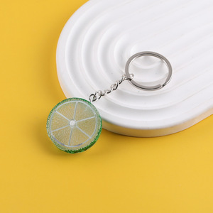 Porte-clés Citron Simulé en Résine Plastique, Alliage de Zinc Rond, Non Toxique, Accessoire de Bijouterie - Product Image 3