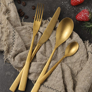 Ensemble de <span class=keywords><strong>couverts</strong></span> vintage en acier inoxydable 18/10 doré mat gravé au laser style rétro pour la rentrée scolaire - Product Image 5