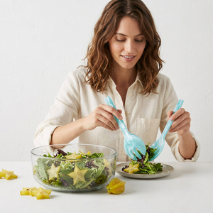 Juego de Servidores de Ensalada de Resina Ecológica, Aptos para Lavavajillas, Herramientas Manuales para Ensalada, Color Azul Claro - Product Image 1