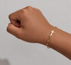 سوار فاليانا الكلاسيكي المقاوم للماء المطلي بالذهب، سلسلة صليب دينية كاثوليكية مسيحية للجنسين - Product Image 2